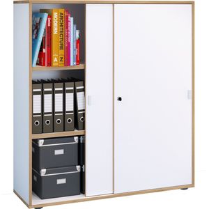 VCM Houten kantoorkast Dossierkast Kantoormeubilair Kast Salia 3-voudig breedte 100 cm Schuifdeuren Houten kantoorkast Dossierkast Kantoormeubilair Kast Salia 3-voudig breedte 100 cm Schuifdeuren