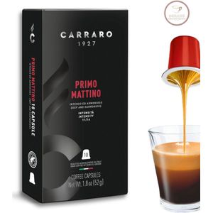 100 Italiaanse Espresso Koffiecups Nespresso Compatibel - Caffe Carraro Primo Mattino Blend - Intensiteit 11/14 - Voor Nespresso Citiz, Pixie, Inissia, enz.