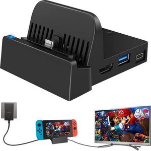 Console Dock Station - voor Nintendo Switch/Switch OLED - 4K HDMI TV-adapter - vervangende oplader - met extra USB 3.0-poort