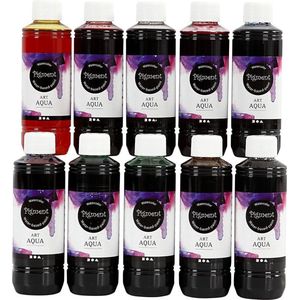 Vloeibare Aquarelverf, diverse kleuren, 10x250 ml/ 1 doos