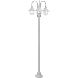 VidaXL Paalverlichting Tuin E27 220 cm Aluminium Wit 3-delig