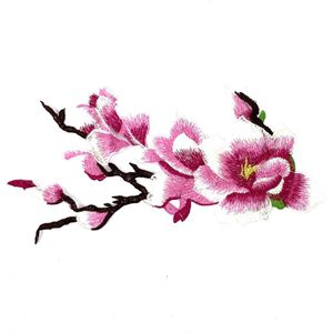 Magnolia Bloesem tak Opnaai Embleem Patch Middelste 28.5 cm / 14 cm / Roze Wit Bruin