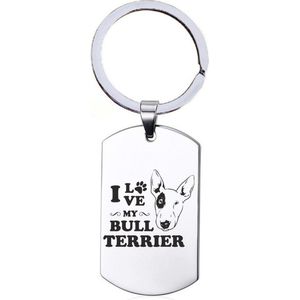 Sleutelhanger RVS - I Love My Bull Terrier