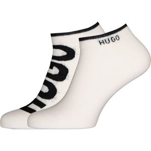 HUGO logo sokken (2-pack) - heren enkelsokken - wit - Maat: 39-42