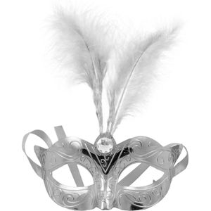 Folat Masker Venetiaans 23 Cm Metallic Zilver One-size