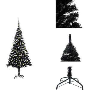 vidaXL Kunstkerstboom - Zwart - 240 cm - LED-verlichting - PVC - Decoratieve kerstboom