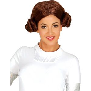 Pruik Prinses Leia Star Wars bruin