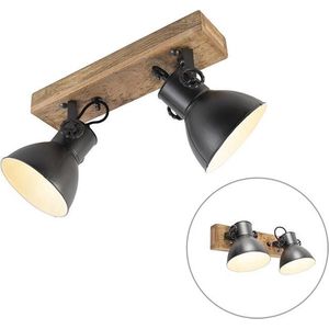 QAZQA mangoes - Industriele Plafondlamp - 2 lichts - L 450 mm - Donkergrijs - Industrieel - Woonkamer | Slaapkamer