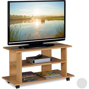 Relaxdays tv kast op wielen - tv meubel - televisietafel - verrijdbaar - tv dressoir - houtlook