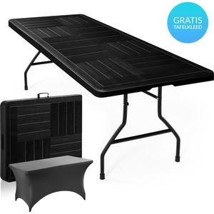 Duerté Luxe Klaptafel Inclusief Grijze Tafelrok - Ideaal als Campingtafel - Opvouwbare Tuintafel & Inklapbare Tafel - Belastbaar tot 250 KG