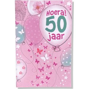 Hoera 50 jaar! Luxe verjaardagskaart Abraham / Sarah - 12x17cm - Gevouwen Wenskaart inclusief envelop - Leeftijdkaart