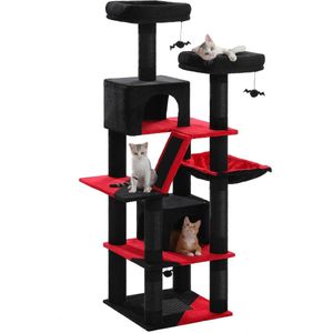 Ibenzoa® Multifunctionele 180 cm hoge krabpaal voor grote katten met sisalzuilen en speelplekken