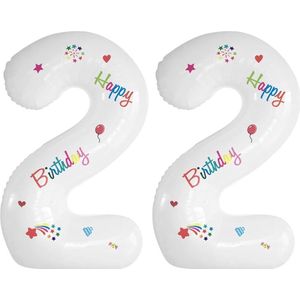 Folie Ballonnen Cijfers 22 Jaar Happy Birthday Verjaardag Versiering Cijferballon Folieballon Cijfer Ballonnen Wit 70 Cm