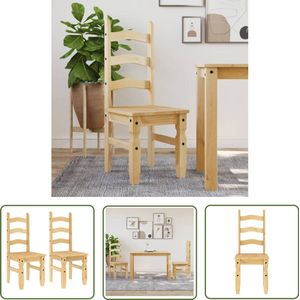 The Living Store Eetkamerstoelen 2 st Corona 42x47x107 cm grenenhout - Eetkamerstoel - Grenenhouten Stoel - Vintage Stoel - Landelijke Stoel - Bruine Stoel