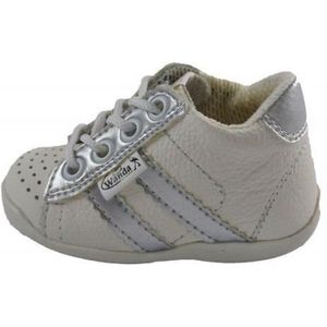 Leren schoenen -  wit/zilver - jongen/meisje - eerste stapjes - babyschoenen - flexibel - sneakers - maat 19