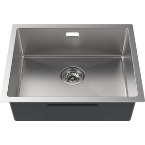Auralum max Spoelbak Keuken RVS - 55x44cm Spoelbakken Keuken - I nbouw gootsteen 1 kom met sifon - afvoer en overloopset