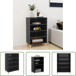 The Living Store Dressoir - Spaanplaat - Hoogglans grijs - 57 x 35 x 90 cm