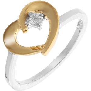 Orphelia ZR-7370/52/G - Ring Heart Bicolor - Zilver 925 verguld - Zirconium - Maat 52