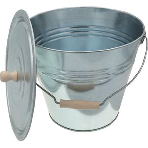 Zinken Emmer met Deksel 15 Liter - Ideaal voor As en Decoratie