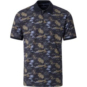 Casa Moda - Poloshirt Print Navy - Regular-fit - Heren Poloshirt Maat L