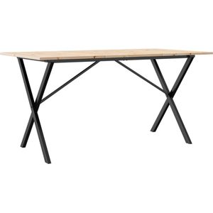 vidaXL - Eettafel - X-frame - 140x80x75 - cm - massief - grenenhout - en - gietijzer