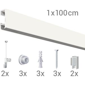 Click Rail / Ophangrail - Glanzend Wit - Complete Set 100 cm