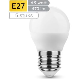 Technik E27 LED Lamp 4.9W - 470lm - 4000K - Neutraal Wit - LED Globe Mini P45 - Vervangt 40W Halogeen Gloeilamp - 5 stuks