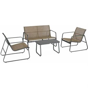 NewWave® - Tuinmeubel Set Metaal & Textiel - 2 Stoelen 1 Bankje & 1 Tafel - Outdoor - Waterbestendig - Budget Tuinmeubel Setje