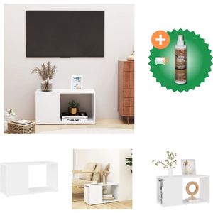 vidaXL Tv-meubel 60x24x32 cm bewerkt hout wit - Kast - Inclusief Houtreiniger en verfrisser