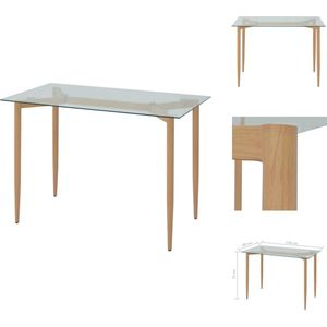 vidaXL Eettafel - Tafel met Glazen Tafelblad - 118 x 68 x 75 cm - Tafel