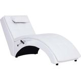 vidaXL-Massage-chaise-longue-met-kussen-kunstleer-wit