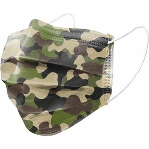 Benson Camouflage wegwerpmaskers - 3-laags - 5 stuks - comfortabel en antibacterieel