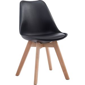 Leren vergaderstoel Oralee - Zwart hout - Zonder armleuning - Bezoekersstoel - Kantinestoel - Wachtkamerstoel - Eetkamerstoel - 47cm