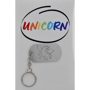 unicorn Sleutelhanger inclusief kaart - unicorn cadeau – unicorn  - Leuk kado voor je vriend om te geven - 2.9 x 5.4CM