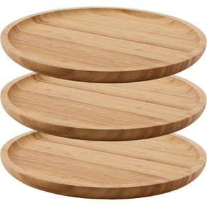Nordivar - 30cm Bamboe Planten Onderschotel - Ronde Bamboe Bloempot Schotel - Bloempot schotels voor binnen en buiten tuin - Set van 3