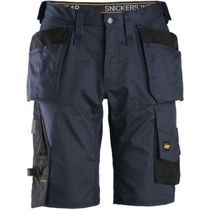 Snickers 6151 AllroundWork, Stretch Loose fit Korte Werkbroek met Holsterzakken - Donker Blauw/Zwart - 64