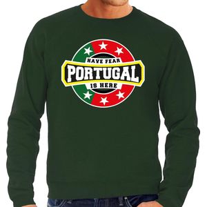 Have fear Portugal is here sweater met sterren embleem in de kleuren van de Portugese vlag - groen - heren - Portugal supporter / Portugees elftal fan trui / EK / WK / kleding XXL