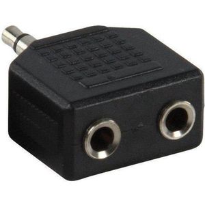 Benza Kabel - Hoofdtelefoon Splitter, Verdeel Adapter plug van 1x 3,5 mm naar 2x 3,5 mm Jack (Zwart)
