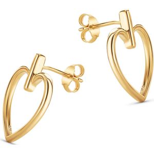 Miore® - Gouden Harten Oorbellen - Dames - Verguld 18 Karaat Goud - Halsketting - 21.5 mm - Roze - Hart - Handgemaakte Hoogwaardige Sieraden