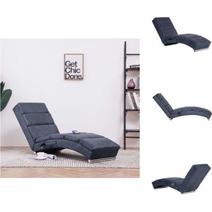 vidaXL Chaise Longue Grijze Kunstsuède 155x51x71 cm - Ergonomisch ontwerp - Massage - Verwarming - Chaise longue