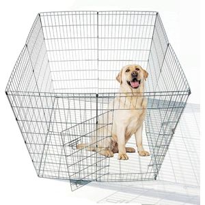 Easy-Up Puppy Konijn Speelpen Zilver - Groot 123 x 123 x 61 cm - 8 Delig Puppyren