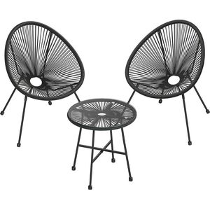 3-delige Acapulco stoelenset - tuinzitbank - tuinmeubilair - ergonomisch comfort - stoel 64x65x77cm, tafel 50,5x52cm