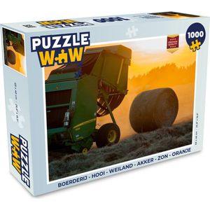 Puzzel Boerderij - Hooi - Weiland - Akker - Zon - Oranje - Legpuzzel - Puzzel 1000 stukjes volwassenen