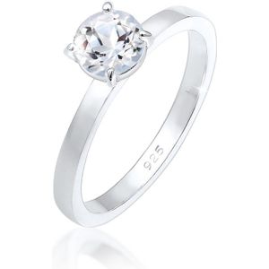 Elli PREMIUM Dames Ring Elli PREMIUM ring voor dames in 925 sterling zilver 2 mm breed met een edelsteen van topaas, damesring, solitaire ring, verlovingsring, maat 52 - 58