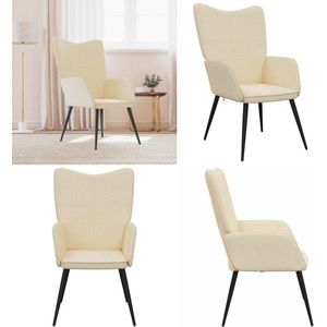 vidaXL Relaxstoel stof crèmekleurig - Relaxstoel - Relaxstoelen - Fauteuil - Fauteuils