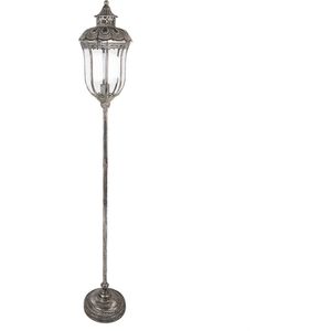 Clayre & Eef Vloerlamp Ø 25x154 cm Zilverkleurig Metaal Glas Staande Lamp