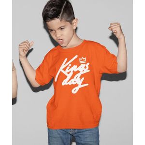 Oranje Koningsdag T-Shirt Kind Kingsday Crown (7-8 jaar - MAAT 122/128) | Oranje kleding & shirts | Feestkleding