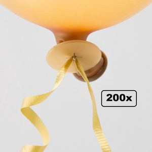 200x Automatische snelsluiters met lint Goud - Festival thema feest ballonnen ballon knoopje ballon sluiter