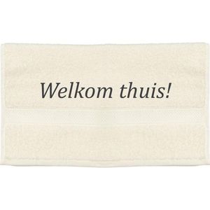 Handdoek - Welkom Thuis - 100x50cm - Creme