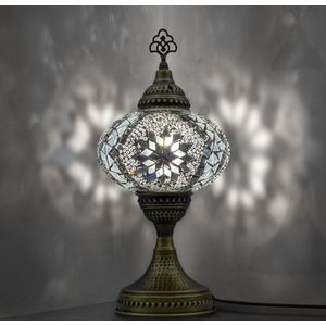 VALVELLO Mozaiek Lamp, Handgemaakte, Nachtlampje, Turkse, Arabisch, Oosterse, Tiffany, Marokkaanse Decoratieve Tafellampen Voor Slaapkamer, Bureau, Woonkamer En Perfecte Cadeau Voor Speciale Dagen - Wit